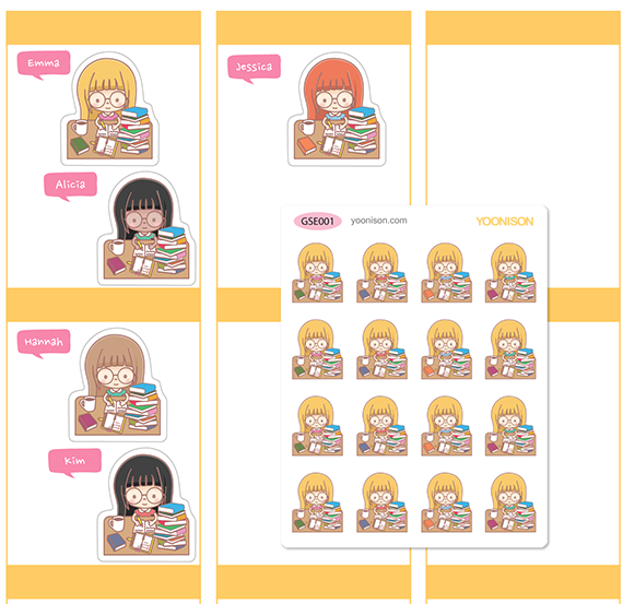 STUDYING PLANNING WORKING DESK GLASSES PLANNER STICKERS GSE001