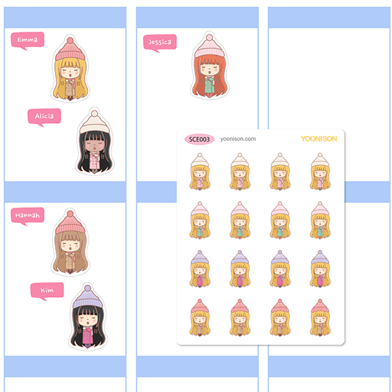 FEELING FREEZING COLD CHILLY WINTER COAT HAT OUTSIDE PLANNER STICKERS SCE003