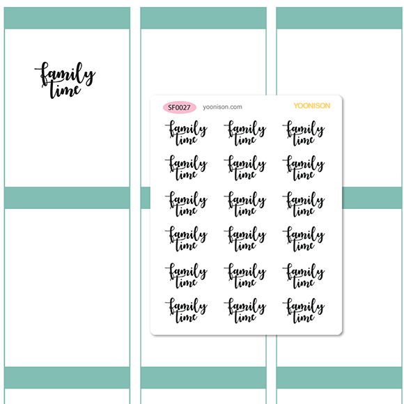 FAMILY TIME WORD TEXT CURSIVE LETTERING FUNCTIONAL PLANNER STICKERS SF0027