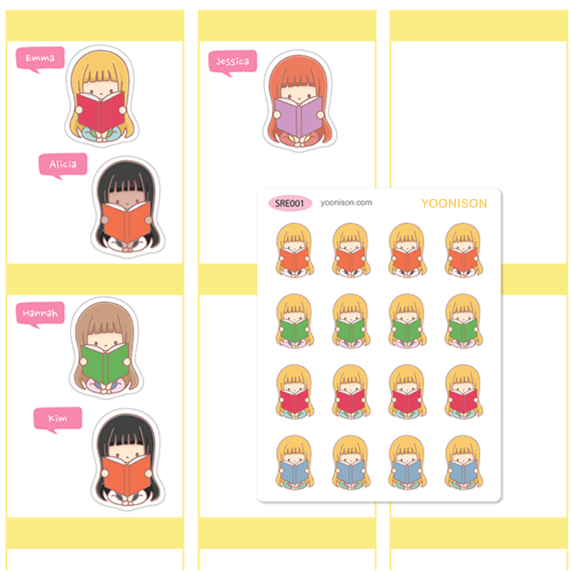 READING STUDY BOOK BOOKWORM PLANNER STICKERS SRE001