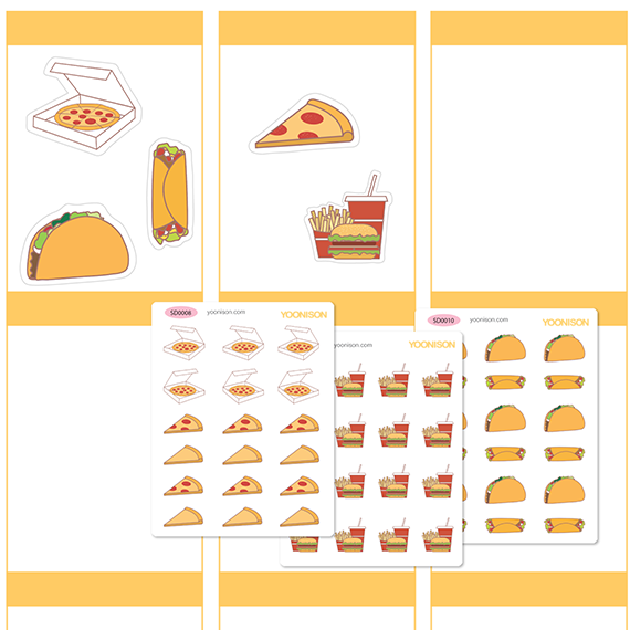PIZZA HAMBURGER HAPPY MEAL TACO PLANNER STICKERS SD0008~SD0010