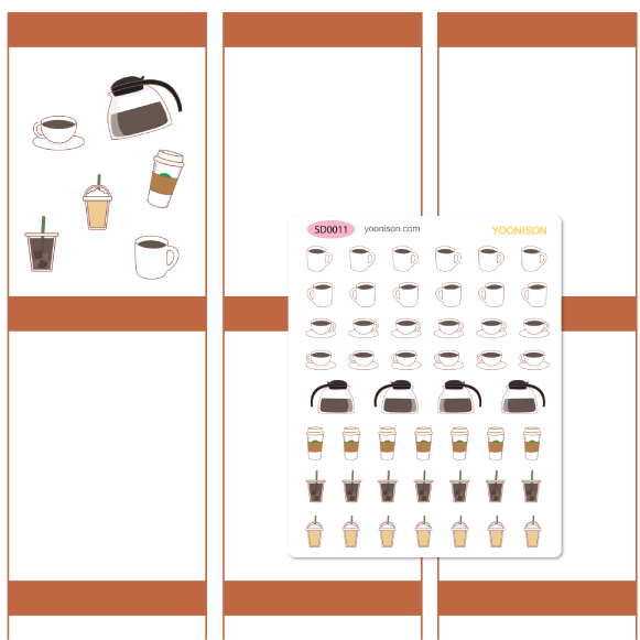 COFFEE MUG CUPS TAKE OUT HOT ICED STARBUCKS FRAPPUCCINO LATTE PLANNER STICKERS SD0011