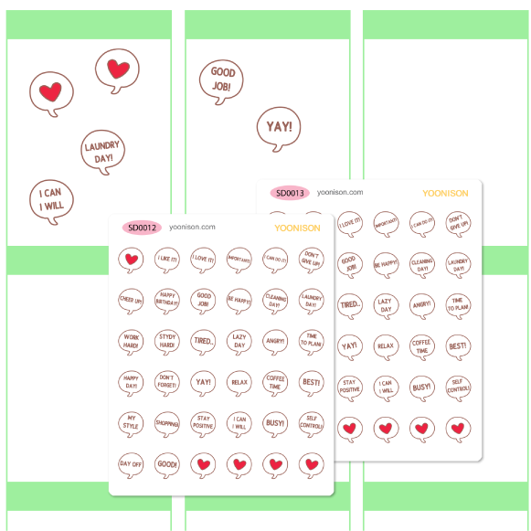 DAILY EMOTION SPEECH BUBBLE PLANNER STICKERS SD0012~SD0013
