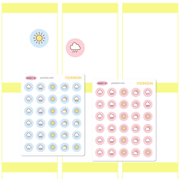 WEATHER RAINY SNOWY SUNNY CLOUDY PLANNER STICKERS SF0011