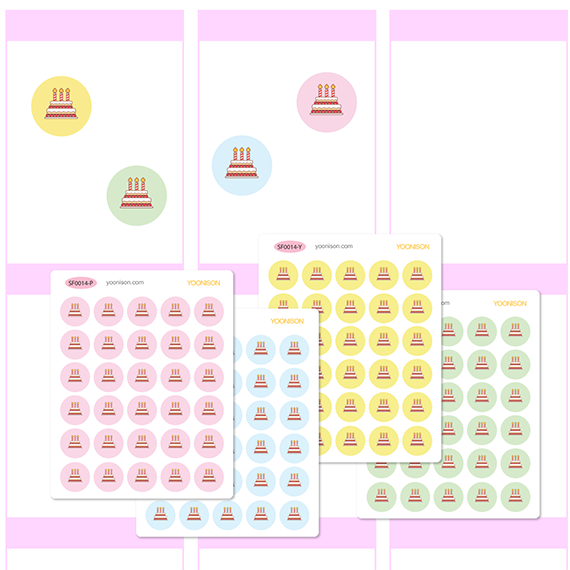 HAPPY BIRTHDAY CAKE CANDLE FUNCTIONAL PLANNER STICKERS SF0014