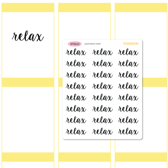 RELAX WORD TEXT CURSIVE LETTERING FUNCTIONAL PLANNER STICKERS SF0022