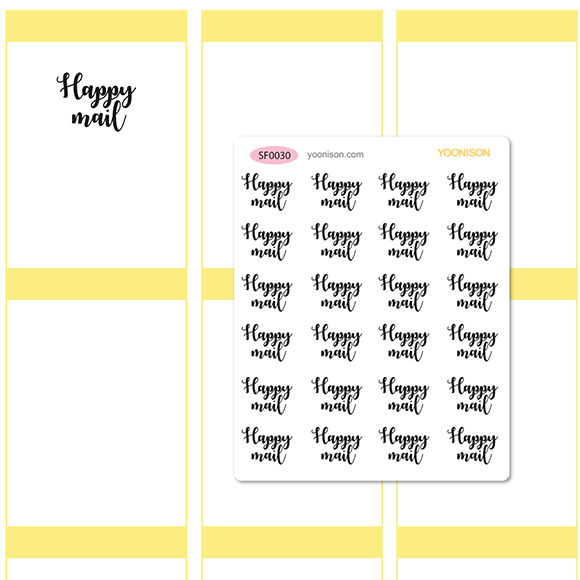 HAPPY MAIL WORD TEXT CURSIVE LETTERING FUNCTIONAL PLANNER STICKERS SF0030