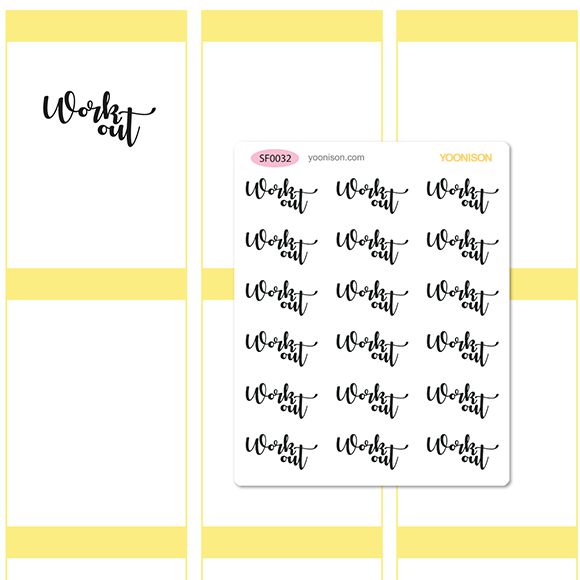 WORK OUT WORD TEXT CURSIVE LETTERING FUNCTIONAL PLANNER STICKERS SF0032