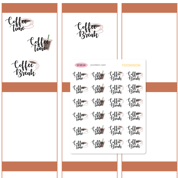 COFFEE TIME BREAK HOT COLD RELAX CUP MUG ICED PLANNER STICKERS SF0034